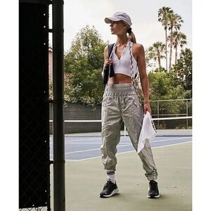 Free People Movement FP The Way Home Swishy Pants Joggers Arctic Mist Silver‎